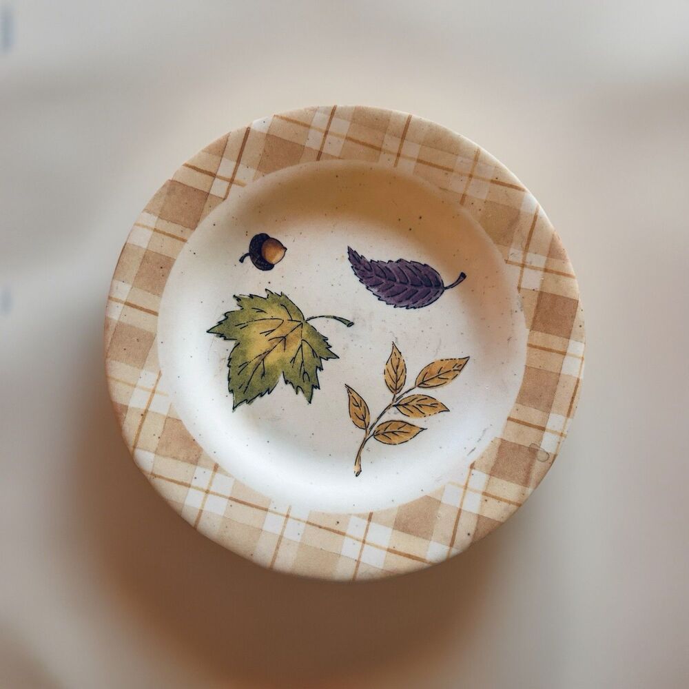 Stoneware Plate Kathy Sulewski Papel Giftware Autumn Breeze Speckled‎ Leaves